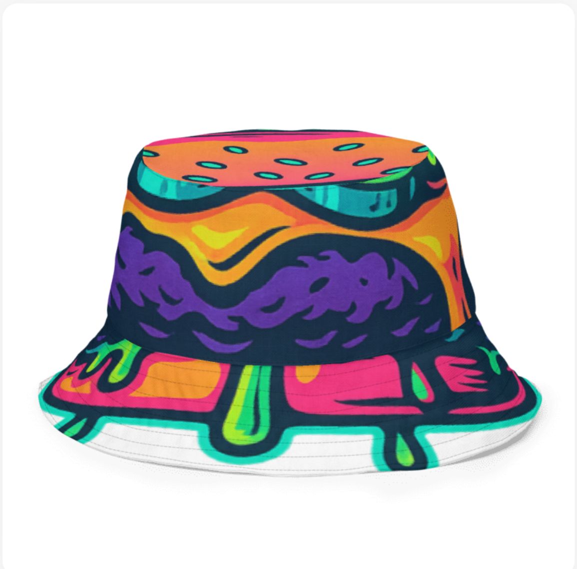 NFT Urban Bucket Hat | Caracas Food Wear | Dripping Graffiti Reversible Streetwear Hat